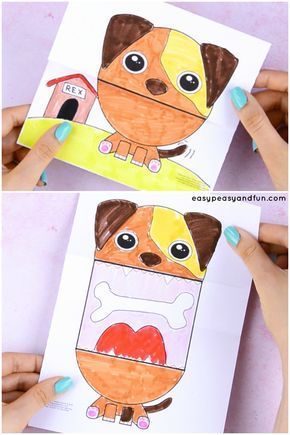 Surprise Big Mouth Dog Printable -   24 small animal crafts
 ideas