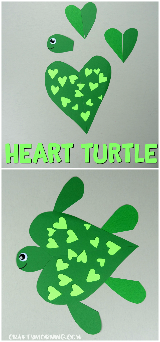 Make a heart shaped turtle craft with your kids for Valentine's Day! Fun art project (heart shaped animal craft) -   24 small animal crafts
 ideas