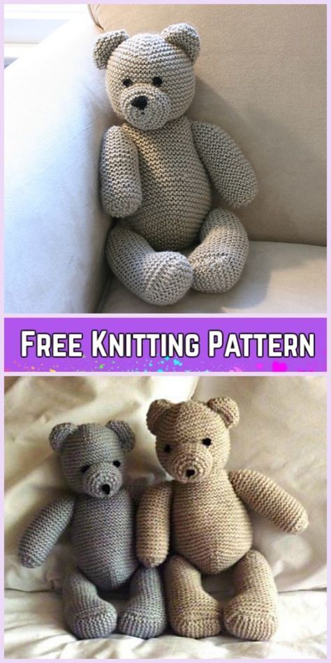 Knit Teddy Bear Plush Toy Free Knitting Patterns -   25 crafts gifts teddy bears
 ideas