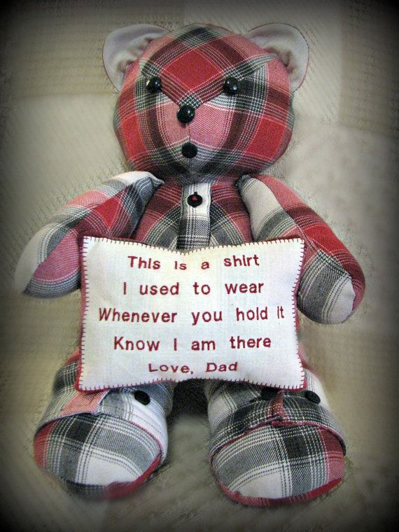 Custom Made Teddy Bear, Cat, Dog or Bunny Holding Pillow, embroidery, your adult size clothing, memory plush, keepsake pillow -   25 crafts gifts teddy bears
 ideas