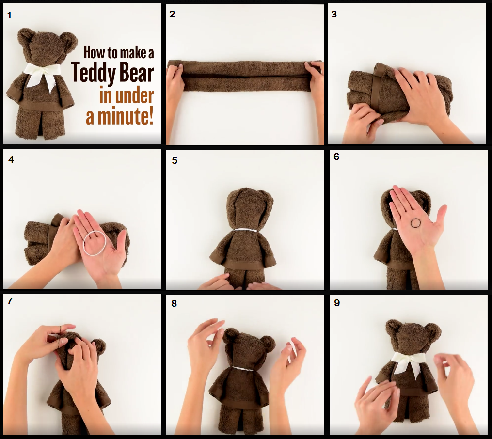 make a teddy bear from a hand towel or rag -   25 crafts gifts teddy bears
 ideas