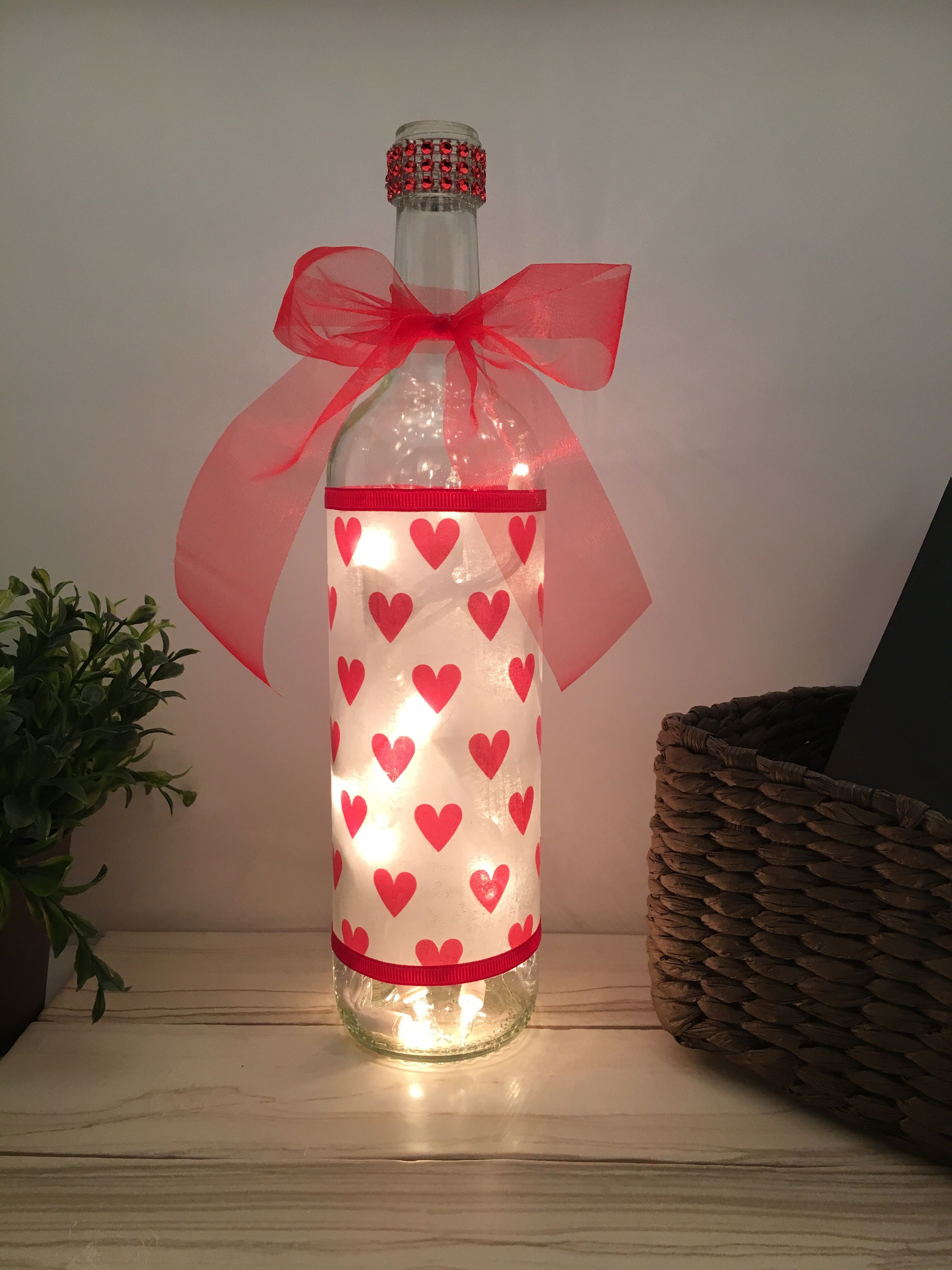 Hearts Valentine's Day Wine Bottle Lamp -   25 halloween wine bottle
 ideas