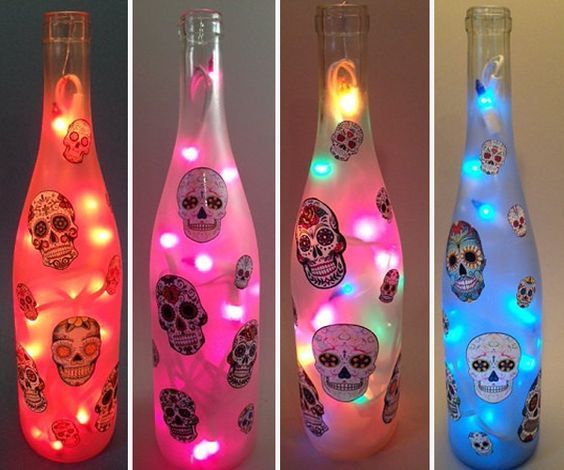 55+ Creative Wine Bottle Crafts With Lights You Want For Your Home -   25 halloween wine bottle
 ideas
