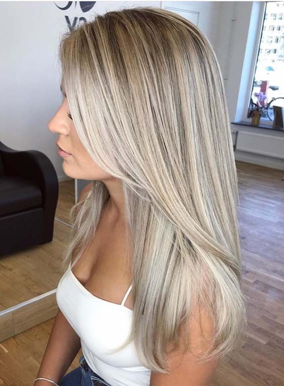 41 Perfect Blends Of Blonde Balayage Hair Colors for 2018 -   25 long style straight
 ideas