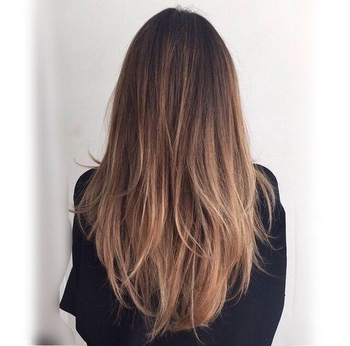 Long Straight Medium-Brown Hair with Layers and Honey-Brown Balayage #longhaircuts -   25 long style straight
 ideas