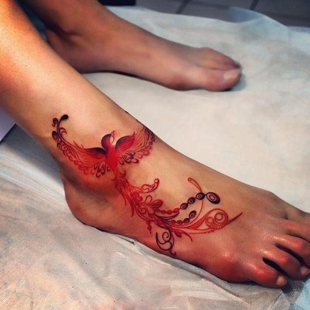 Phoenix Vogel Tattoo-Designs -   8 feminine foot tattoo
 ideas