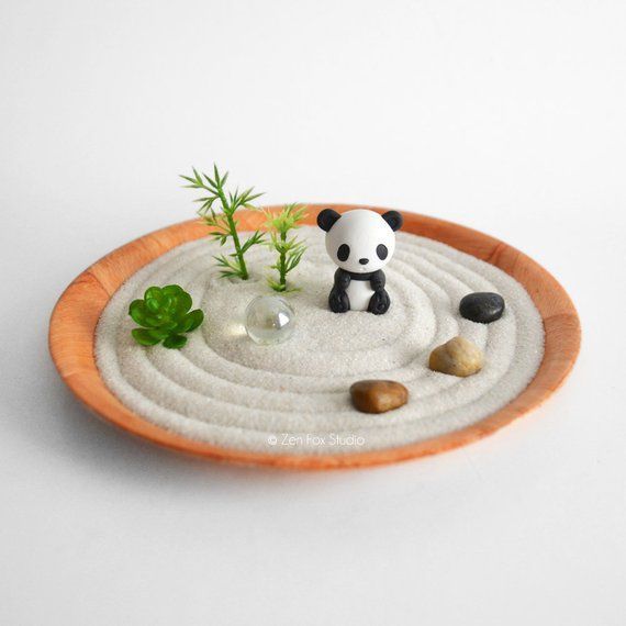 Panda Mini Zen Garden // Lucky Bamboo // Sand Garden // Kawaii Animal DIY Kit Fidget Toy // Gifts Un -   10 zen garden tree
 ideas