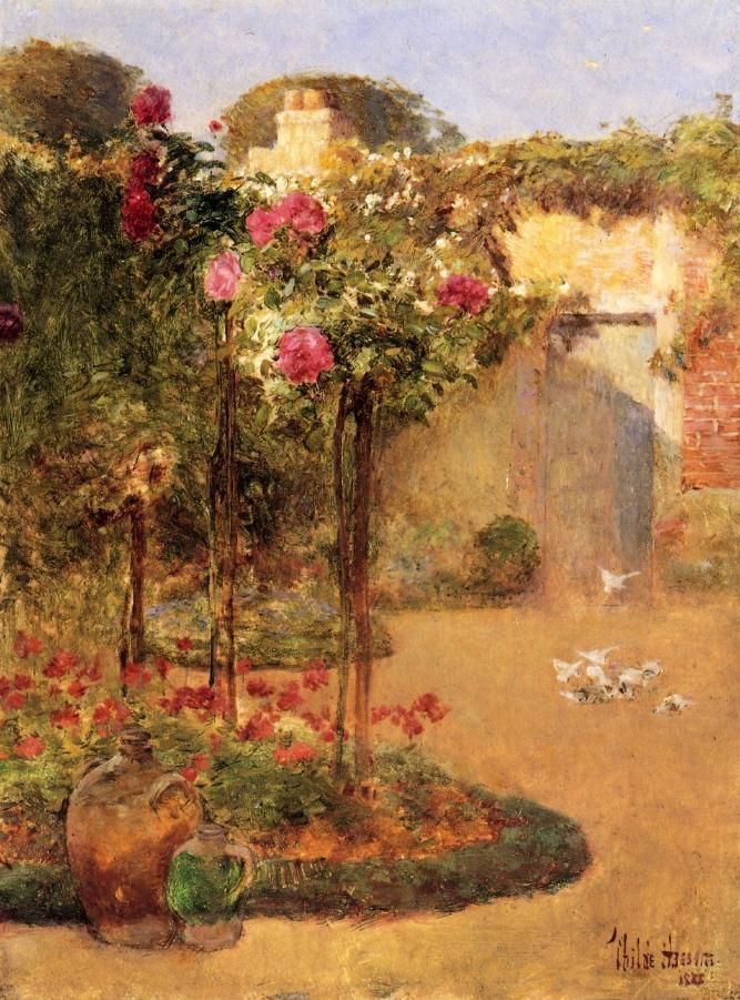 The Rose Garden Painting | Frederick Childe Hassam Oil Paintings -   11 rose garden illustration
 ideas