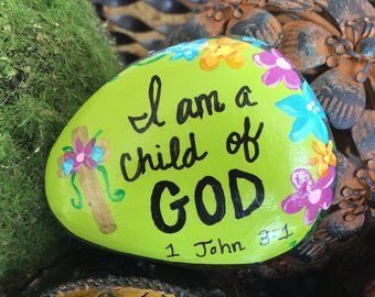 TODAY will be WONDERFUL -garden stone, painted rocks, hand painted stones, rock art, good luck charms, flower stone, gift, birthday, mother -   14 garden inspiration stone
 ideas