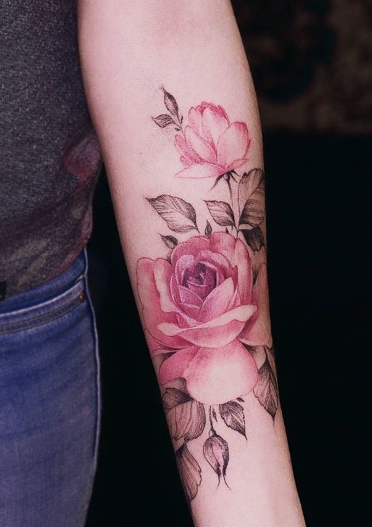 Watercolor Pink Rose Tattoo -   14 pink rose tattoo
 ideas