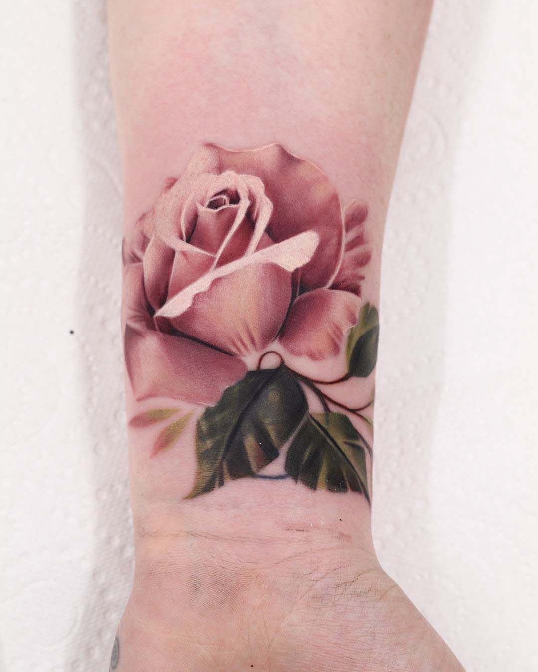 51 Real Pink Rose Tattoos -   14 pink rose tattoo
 ideas