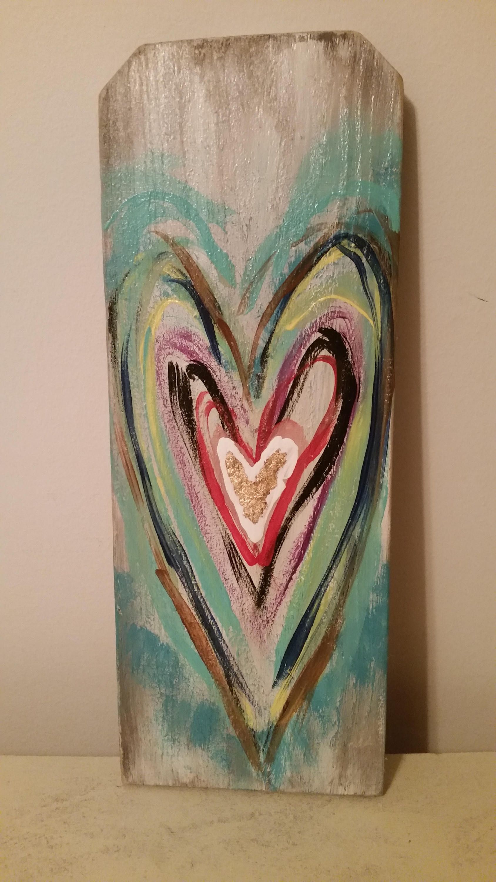 Multi-colored hearts on wood -   15 sharpie crafts on wood
 ideas