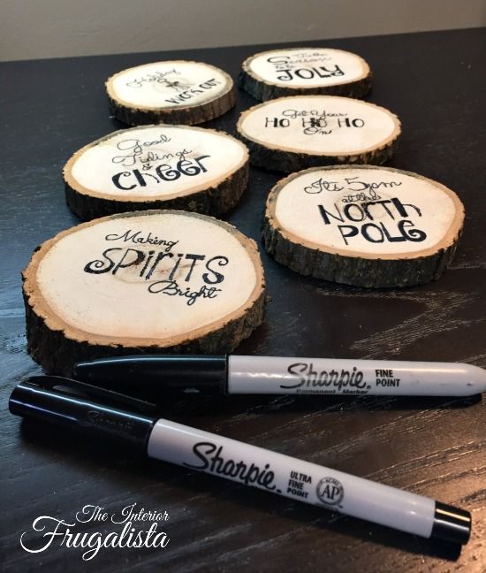 Wood Slice Coasters that will rock your holiday cocktails -   15 sharpie crafts on wood
 ideas