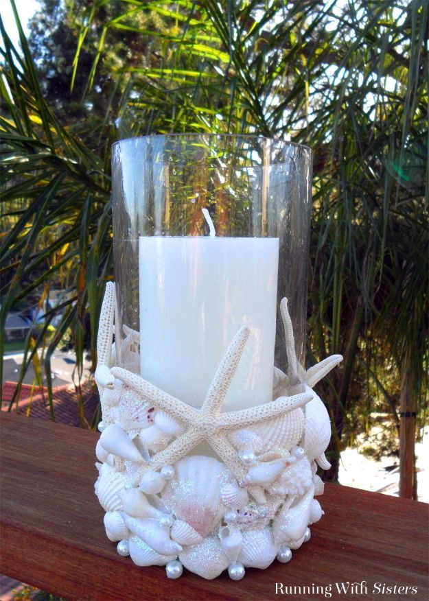 Beachcomber Seashell Candleholder -   17 seashell crafts awesome
 ideas