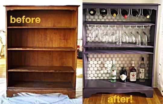 How To: Turn a Bookcase Into a Bar -   18 diy home bar
 ideas