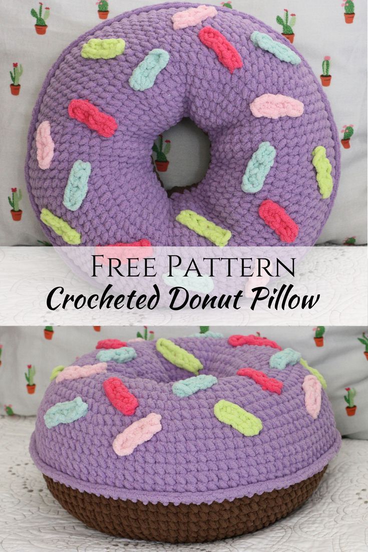 How to Make a Crocheted Donut Pillow -   18 diy pillows food
 ideas