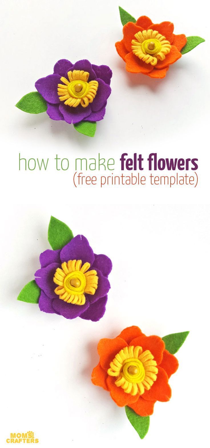 DIY Felt Flowers - Free Printable Template -   18 spring crafts felt
 ideas