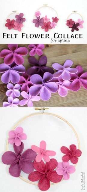 Felt Flower Tutorial: Spring Collage - Crafts Unleashed -   18 spring crafts felt
 ideas