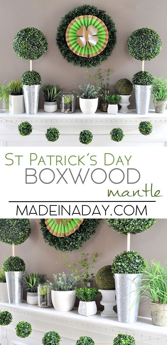 Boxwood Topiaries Garland St Patricks Day Mantle -   19 bohemian mantle decor
 ideas