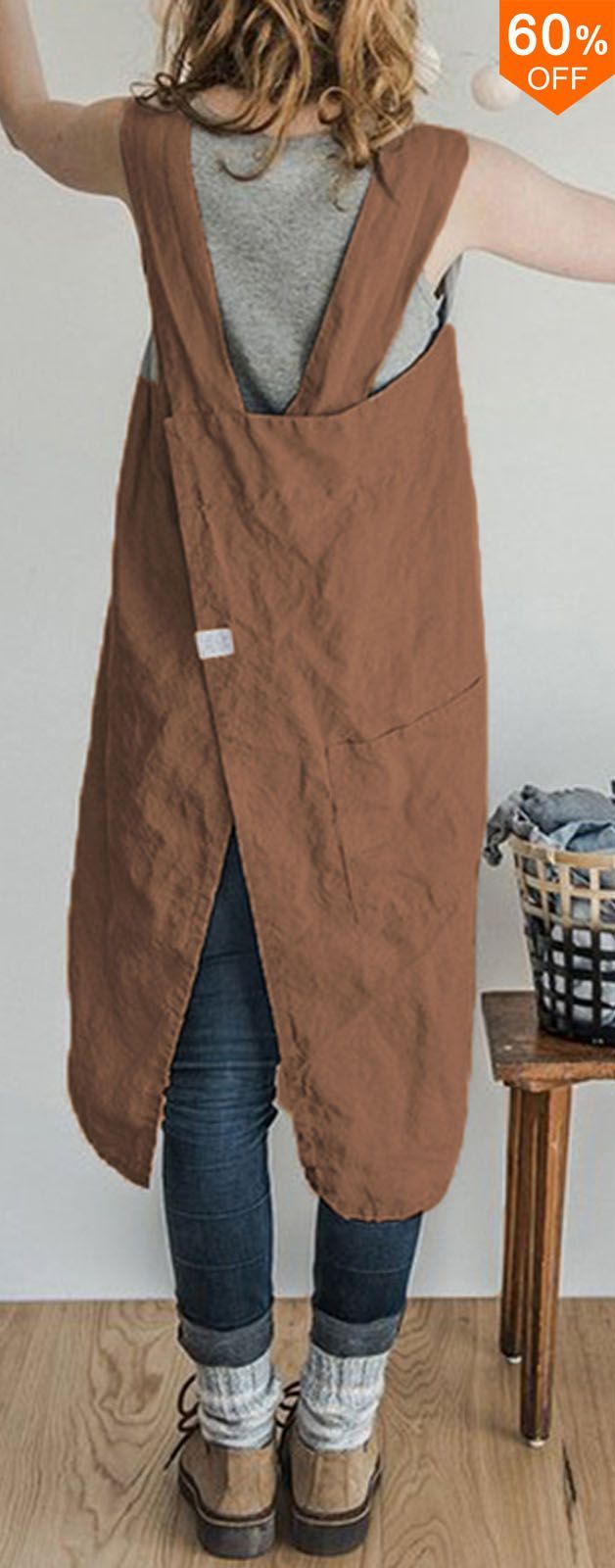 60%OFF&Free shipping. Roll over image to zoom in Vintage Women Solid Pockets Linen Cotton Dress -   19 diy bag organizer
 ideas