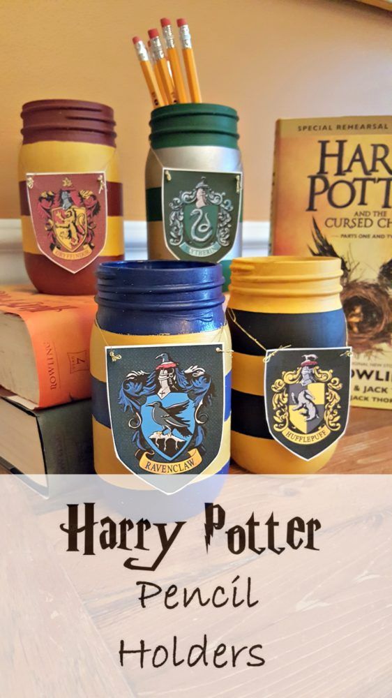 Harry Potter Painted Mason Jar Pencil Holders -   19 harry potter diy gifts
 ideas