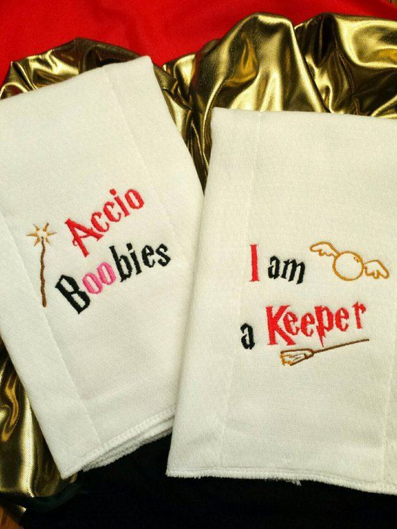 BURP CLOTH Harry Potter Inspired Accio BOOBIES, I am a Keeper, Expecto Vomito, Up To No Good PERSONA -   19 harry potter diy gifts
 ideas