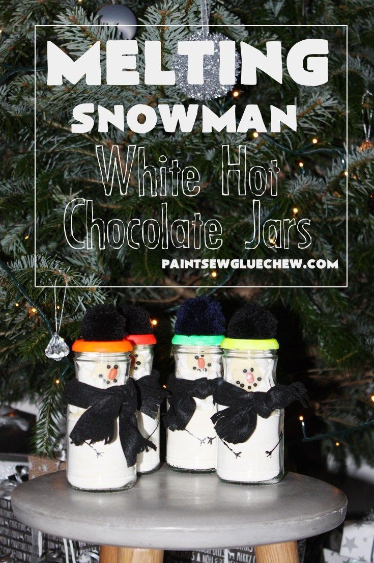 Melting Snowman White Hot Chocolate Jars -   20 snowman crafts hot chocolate
 ideas