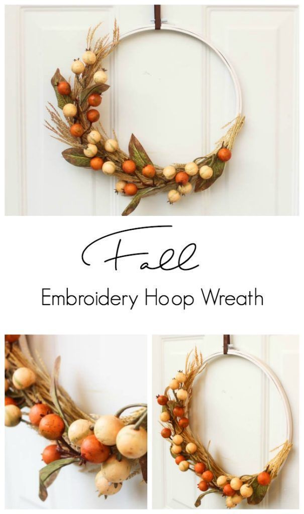 Beautiful Autumn Embroidery Hoop Wreath -   22 cheap crafts for the home
 ideas