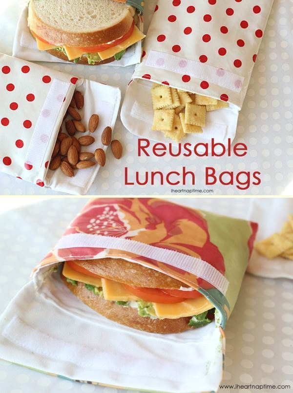 Reusable Lunch Bags (sewing tutorial -   22 diy bag kids
 ideas