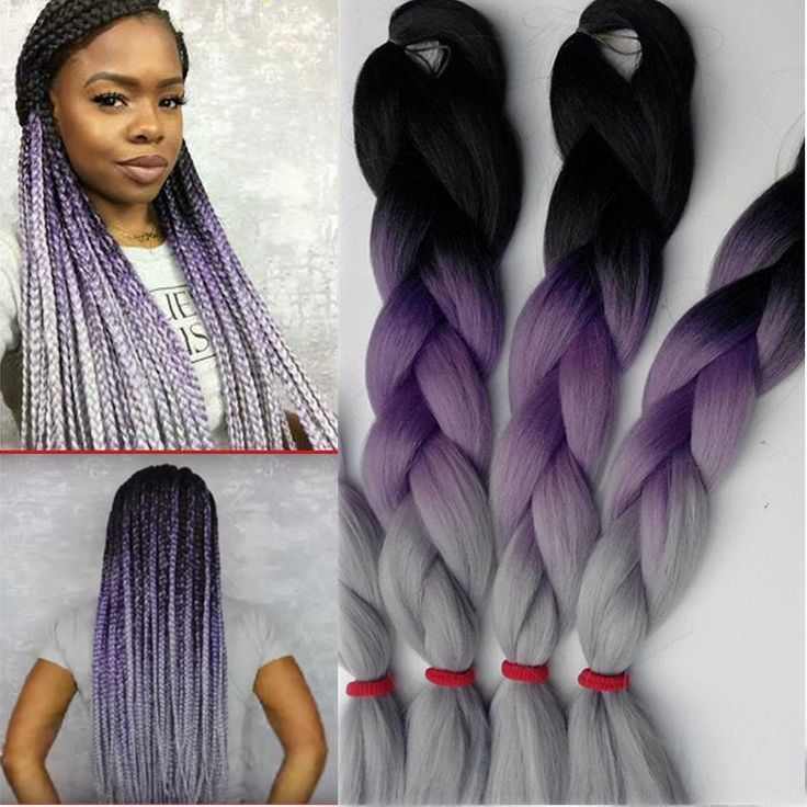 American and African Hair Braiding : Purple Ombre Braiding Hair 100G 10Pcs Crochet Braids Hair Extension 24inch Ombe -   10 rasta hair Braids
 ideas