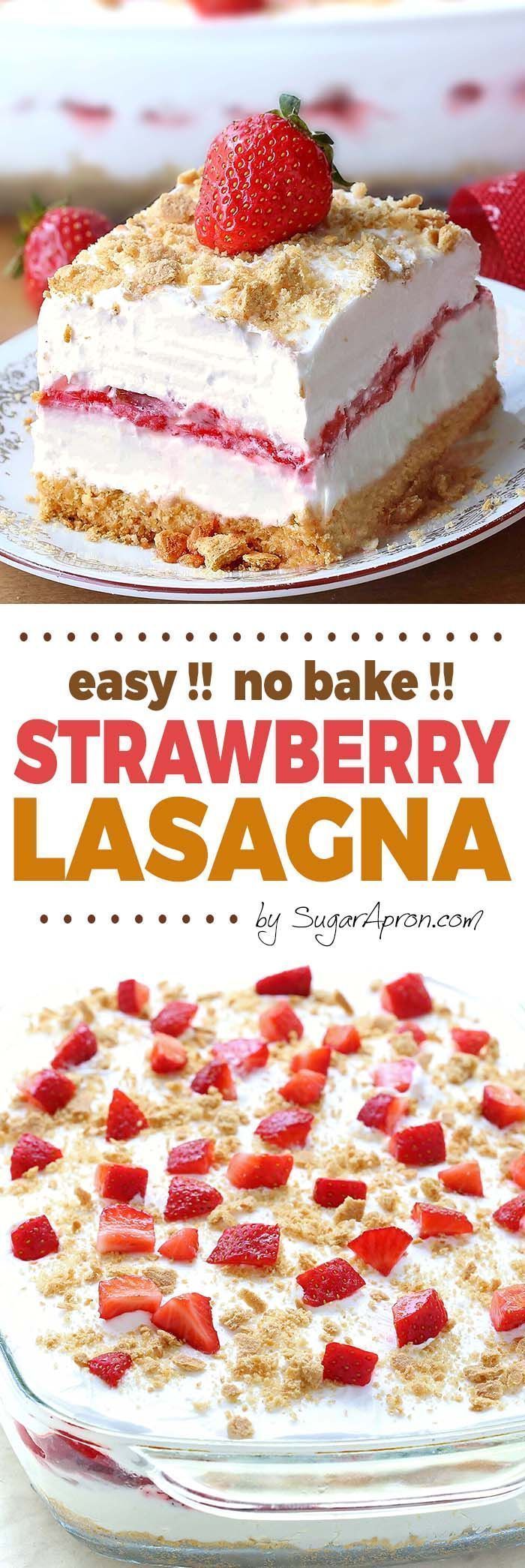 No Bake Strawberry Cheesecake Lasagna -   12 desserts Strawberry stevia
 ideas
