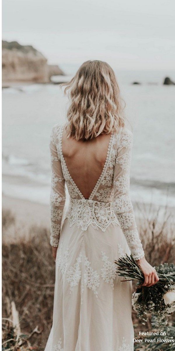 Lisa - Cotton Lace with Open Back Bohemian Wedding Dress -   12 dress Wedding bohemian
 ideas