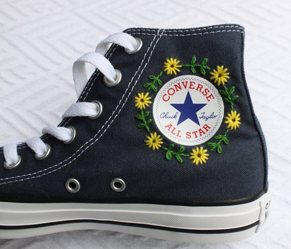 Floral Logo Embroidered Converse -   13 DIY Clothes Shoes outfit
 ideas