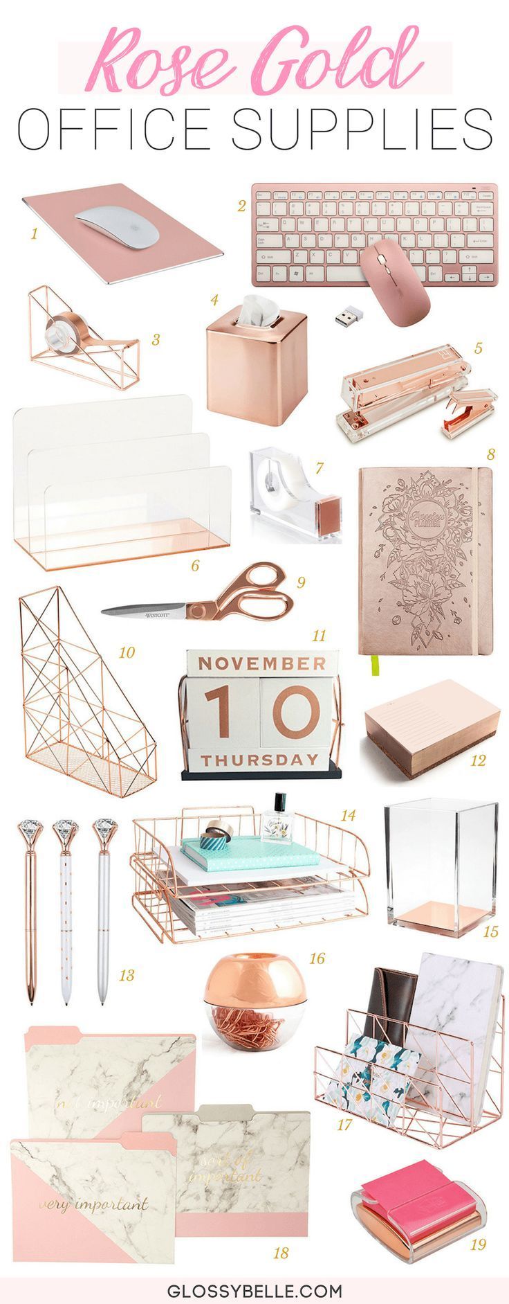 The Ultimate List Of Rose Gold Office Supplies & Desk Accessories -   13 room decor Desk awesome
 ideas