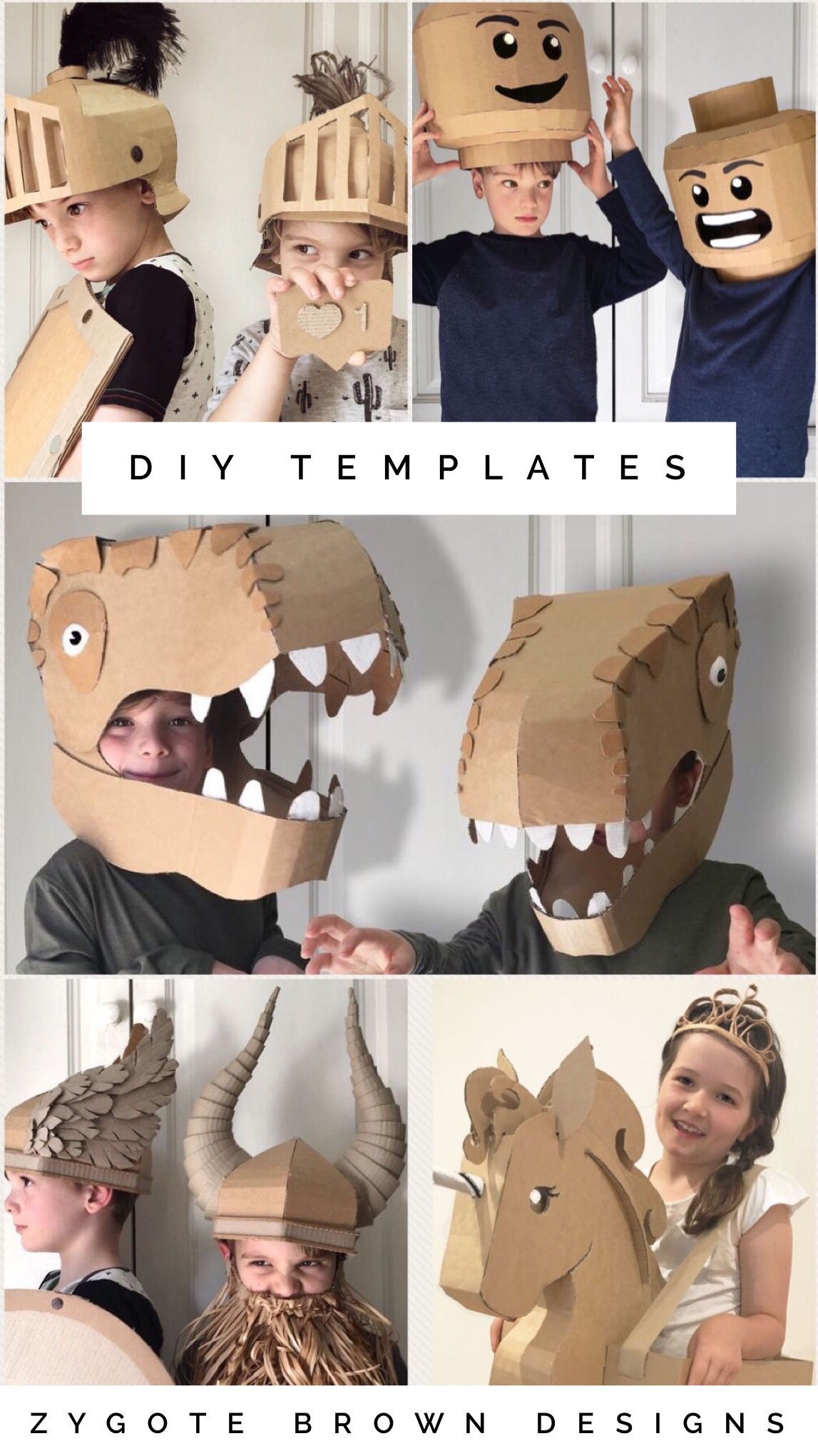 Downloadable DIY Templates -   14 cardboard crafts party
 ideas
