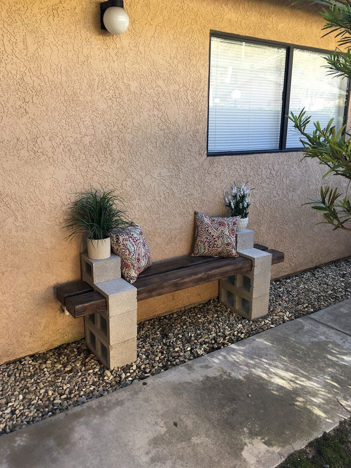 DIY Cinder Block Furniture Designs -   14 garden design Front benches
 ideas