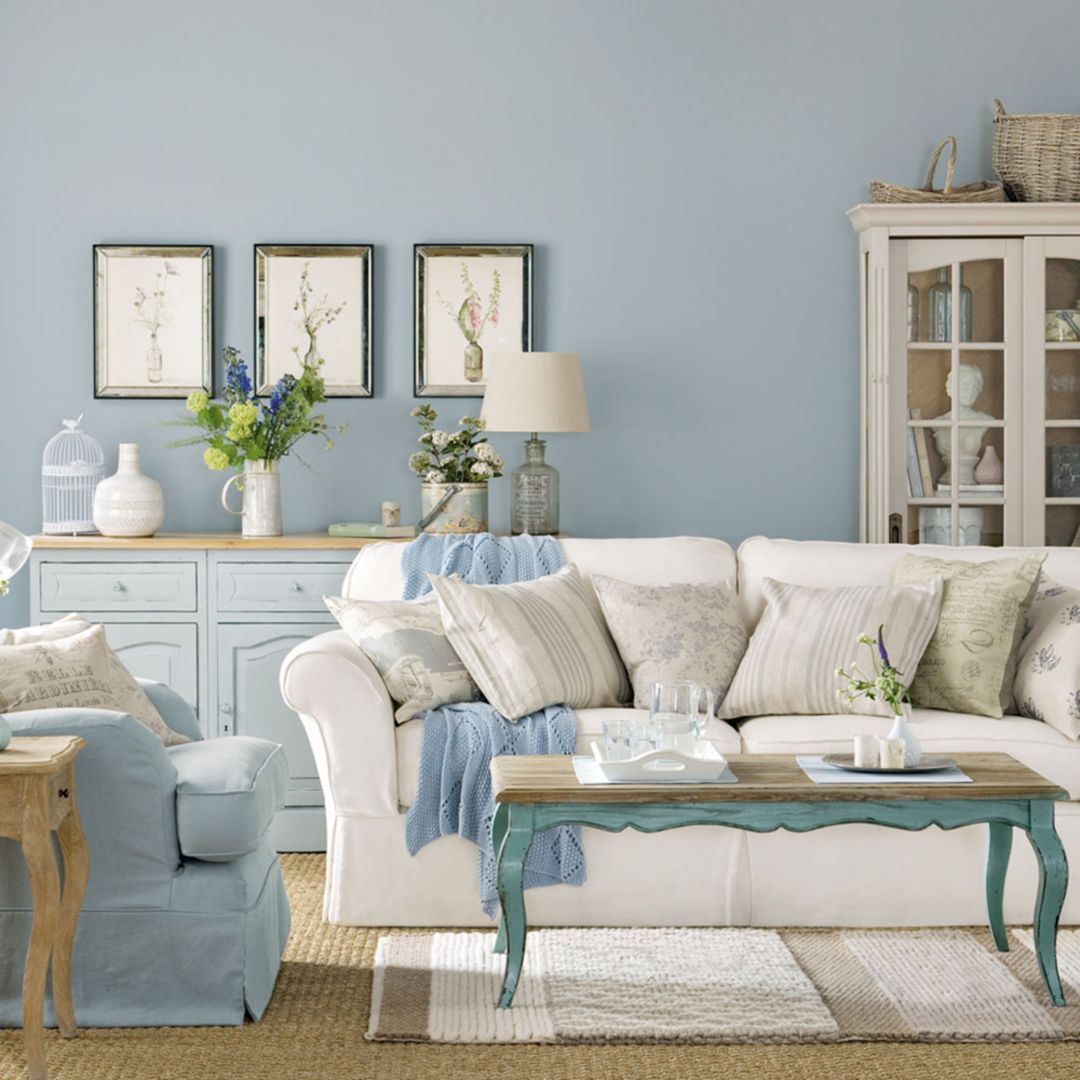 shabby chic blue living room -   14 shabby chic salon
 ideas