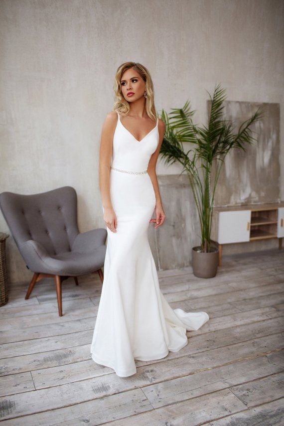 Tight wedding dress, Crepe Sleek silhouette, Minimalist bridal gown GEORGiE -   15 dress Formal tight
 ideas