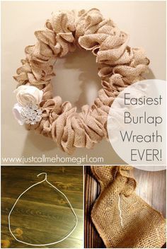 Easiest Burlap Wreath EVER -   16 burlap crafts baby
 ideas