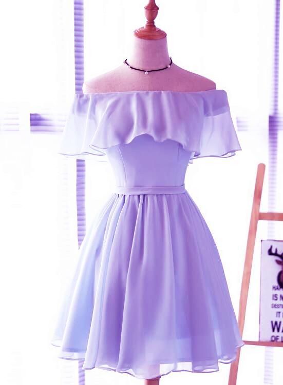 Lavender Chiffon Off Shoulder Short Bridesmaid Dresses, Cute Homecoming Dress, Lovely Party Dresses -   16 dress Dance middle school
 ideas