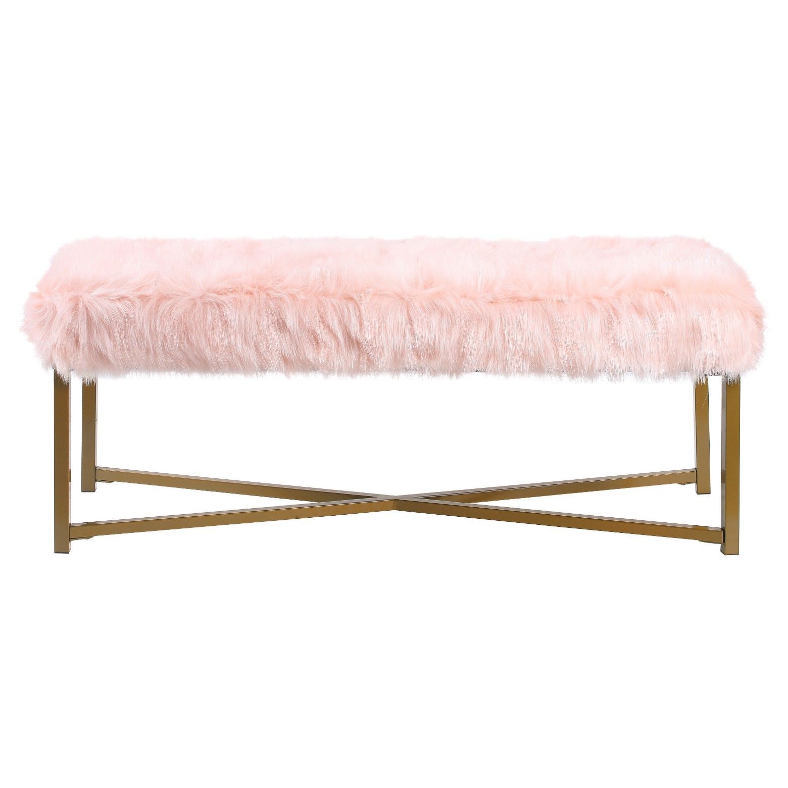 Faux Fur Rectangle Bench - Pink - HomePop -   16 fitness room pink
 ideas