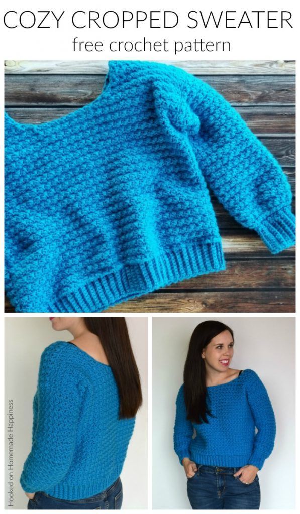 Cozy Cropped Sweater Crochet Pattern -   16 knitting and crochet Patterns sweater coats
 ideas