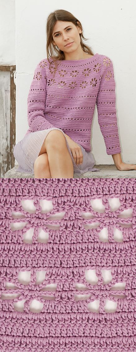 Free Crochet Pattern for a Daisy Chain Sweater -   16 knitting and crochet Patterns sweater coats ideas