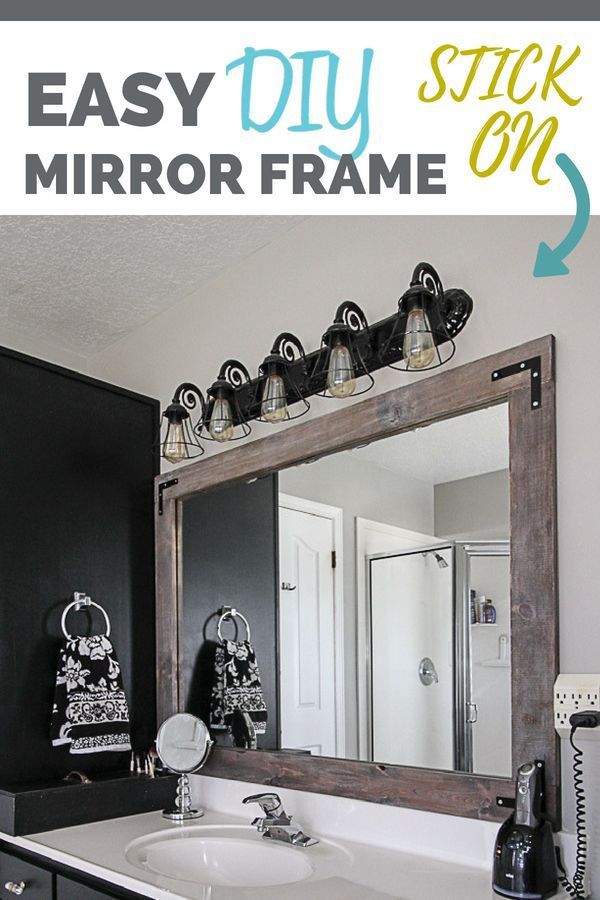 DIY Stick-On Mirror Frame -   17 bathroom decor mirror
 ideas