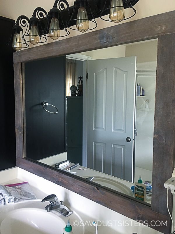 DIY Stick-On Mirror Frame -   17 bathroom decor mirror
 ideas