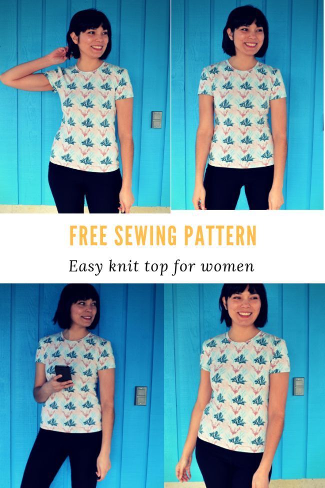 FREE PATTERN ALERT: Easy Knit t-shirt for women - On the Cutting Floor: Printable pdf sewing patterns and tutorials for women -   17 DIY Clothes For Women free pattern
 ideas