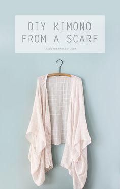 Make a DIY Kimono From a Scarf -   17 DIY Clothes Scarf fabrics
 ideas