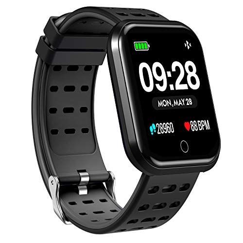 Surpro Smart Watch, Wearable Bluetooth Running GPS Fitness Tracker Watch with Heart Rate Monitor, Waterproof Smart Wristband Pedometer Watch for Kids Woman Man, Black -   17 fitness tracker men
 ideas