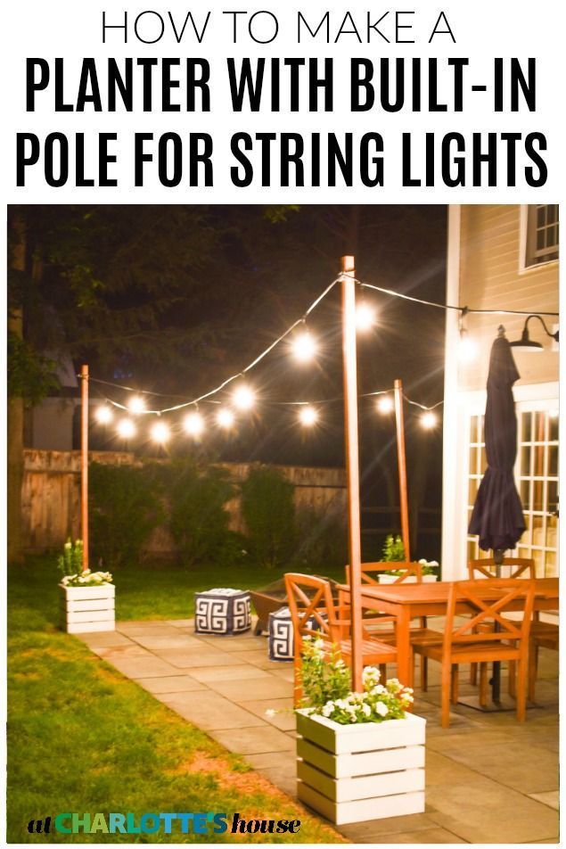 DIY Planter with Pole for String Lights -   18 diy garden lights
 ideas