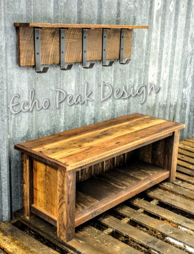 Reclaimed Barn Wood Bench and Hook Rack -   18 diy projects With Wood cleanses
 ideas